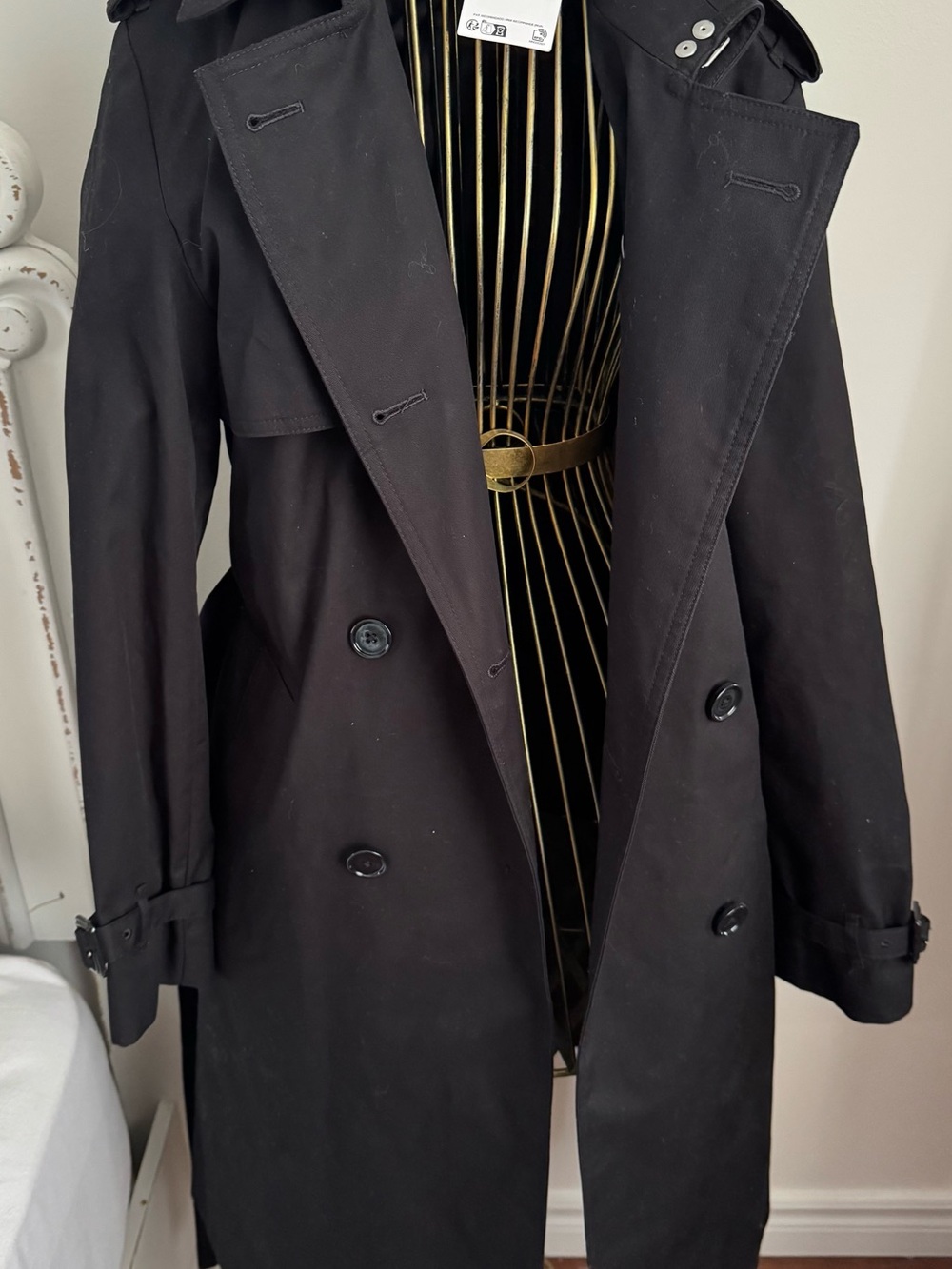 Mango Black Belted Trench Coat Small BNWT - Picture 7 of 12